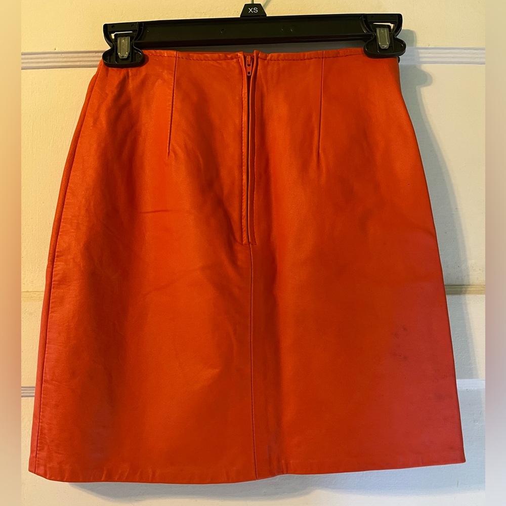 Orange leather skirt